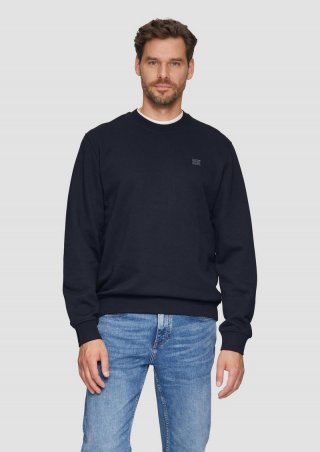 s.Oliver Sweatshirt aus Baumwollmix mit Logo-Detail - navy