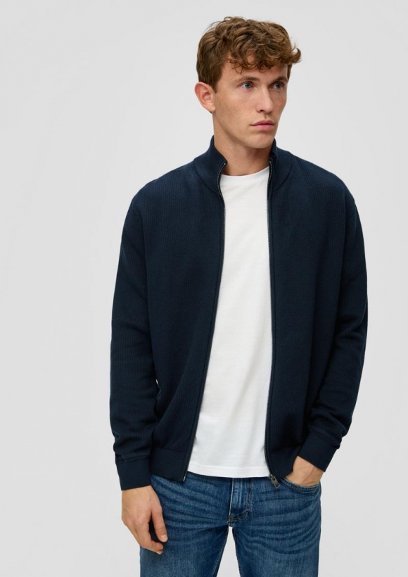 s.Oliver Strickjacke mit Stehkragen - navy
