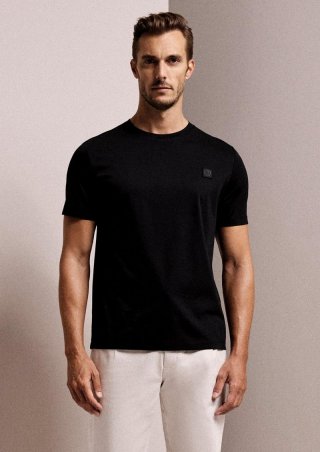 s.Oliver T-Shirt aus merzerisierter Baumwolle mit Logo-Detail - schwarz