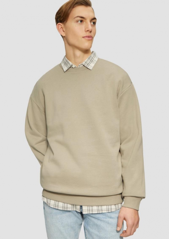 s.Oliver Sweatshirt mit Logo-Stickerei - beige