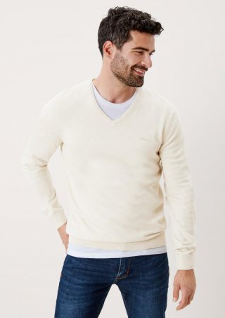 s.Oliver Feinstrickpulli mit V-Ausschnitt - wollweiß