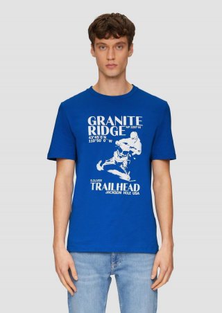 s.Oliver Crew-Neck-Shirt mit Frontprint - royalblau