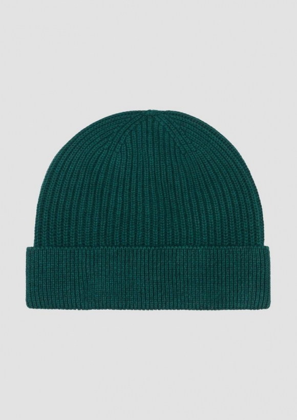 s.Oliver Baumwoll-Beanie mit Rippstruktur - petrol