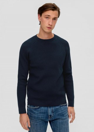 s.Oliver Feinstrickpullover aus Baumwolle - navy