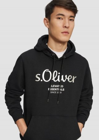 s.Oliver Hoodie mit Gold- oder Silber-Print - schwarz