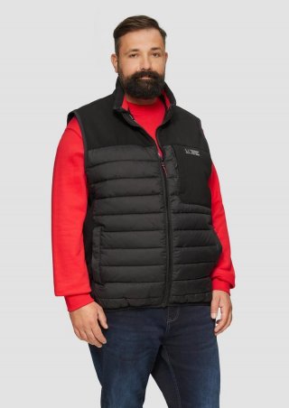 s.Oliver Pufferweste aus Softshell mit Kontrast-Details - schwarz