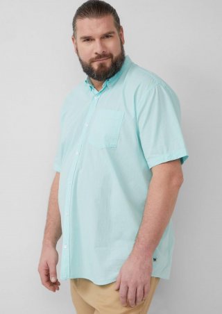 s.Oliver Regular Fit: Kurzarmhemd mit Struktur-Streifen und Button-Down-Kragen - minze