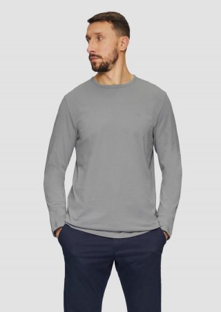 s.Oliver Longsleeve aus Jersey mit Logo-Detail - schiefergrau