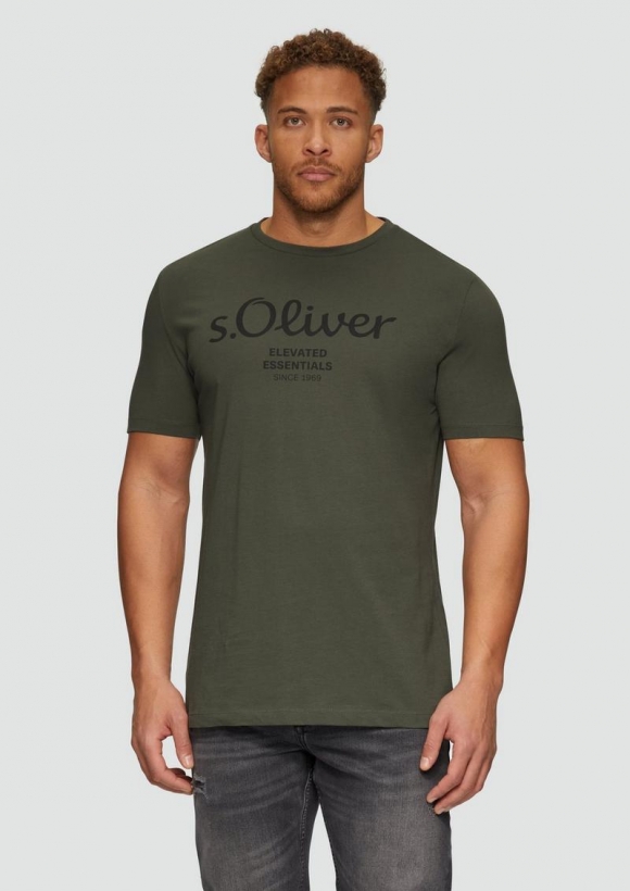 s.Oliver T-Shirt mit Logo-Print - olivgrün