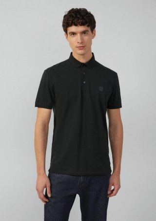 s.Oliver Piqué-Poloshirt aus Baumwollstretch mit Label-Patch - schwarz