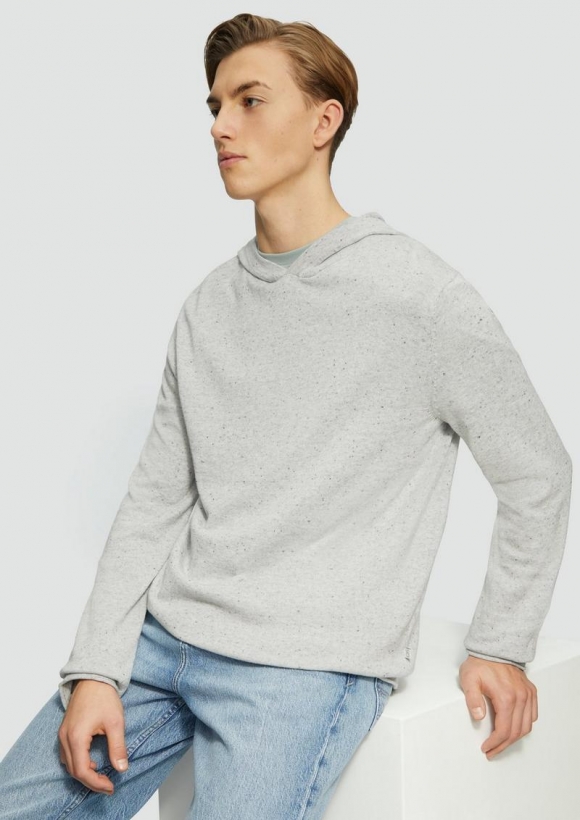 s.Oliver Gestrickter Hoodie aus Melangegarn - taubengrau