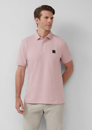 s.Oliver Piqué-Poloshirt aus Baumwollstretch mit Label-Patch - zartrosa