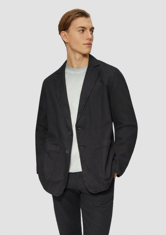 s.Oliver Strukturierter Baumwollblazer im Relaxed Fit - navy