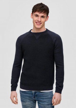 s.Oliver Strickpullover mit Raglanärmeln - tiefblau