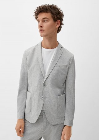 s.Oliver Slim: Joggsuit-Sakko aus Stretch-Jersey - taubengrau