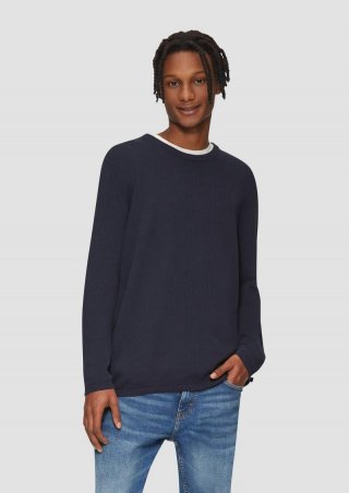 s.Oliver Strickpullover mit Rippstruktur - tiefblau