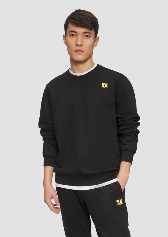 s.Oliver Sweatshirt mit Gold- oder Silber-Print - schwarz