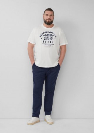 s.Oliver Detroit: Cropped-Hose aus Leinenmix im Relaxed Fit - tiefblau