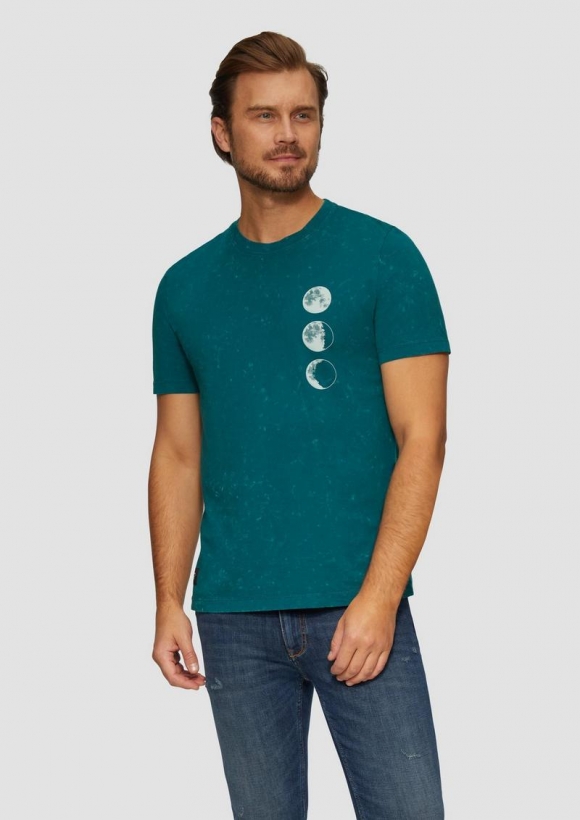 s.Oliver T-Shirt mit Used-Effekt - petrol