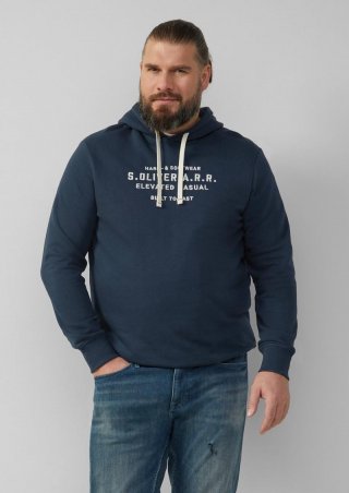 s.Oliver Hoodie mit Label-Stickerei - tiefblau