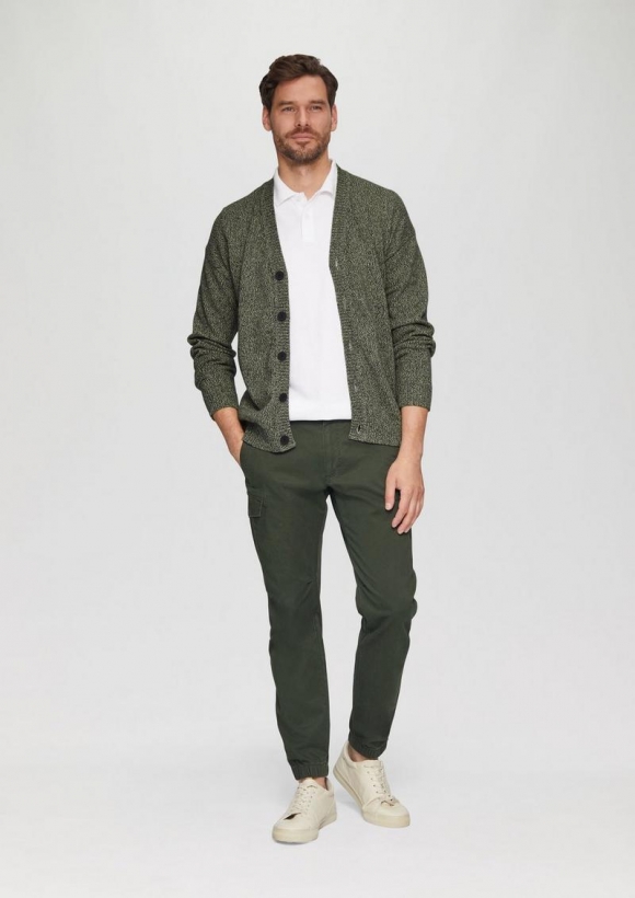 s.Oliver Strickcardigan mit V-Ausschnitt in Bicolor-Optik - olivgrün