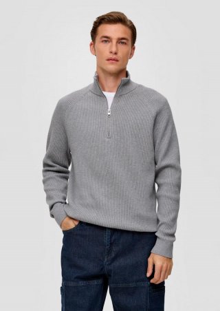 s.Oliver Feinstrickpullover aus Baumwolle - grau meliert