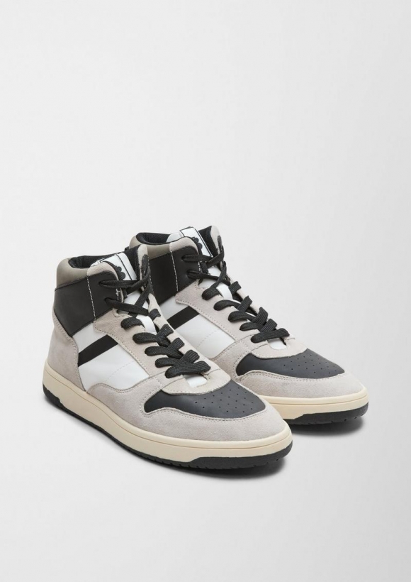 s.Oliver High Top-Sneaker aus Leder - grau