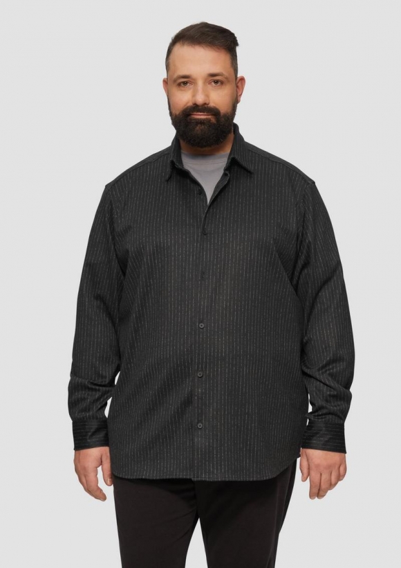 s.Oliver Regular Fit: Jersey-Hemd mit Nadelstreifen - schwarz s.Oliver Regular Fit: Jersey-Hemd mit Nadelstreifen - schwarz