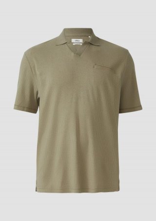 s.Oliver Poloshirt aus Leinenmix mit Brusttasche - olivgrün