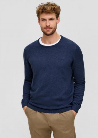 s.Oliver Strickpullover mit Logo - tiefblau