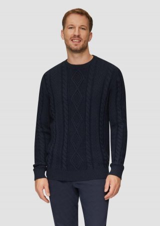 s.Oliver Strickpullover mit Zopfmuster - navy