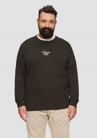 s.Oliver Langarmshirt mit Logo-Stickerei - dunkelbraun
