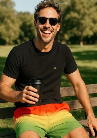 s.Oliver Badehose mit Pride-Motiv - gelb