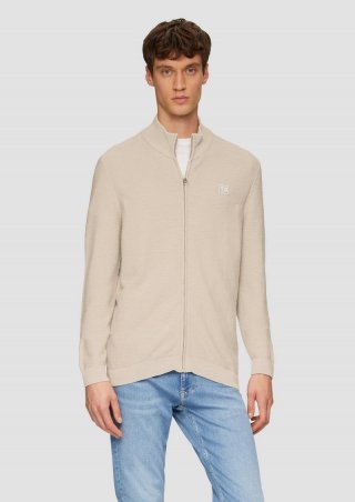 s.Oliver Strukturierte Strickjacke mit Logo-Patch - beige