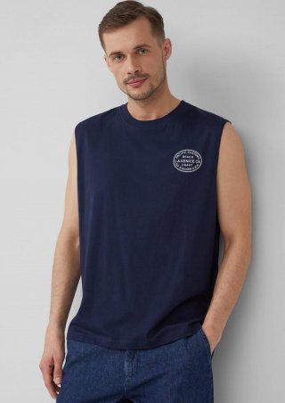 s.Oliver Jersey-Tanktop im Relaxed Fit mit Print - tiefblau