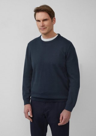 s.Oliver Strickpullover mit Logo-Stickerei - navy