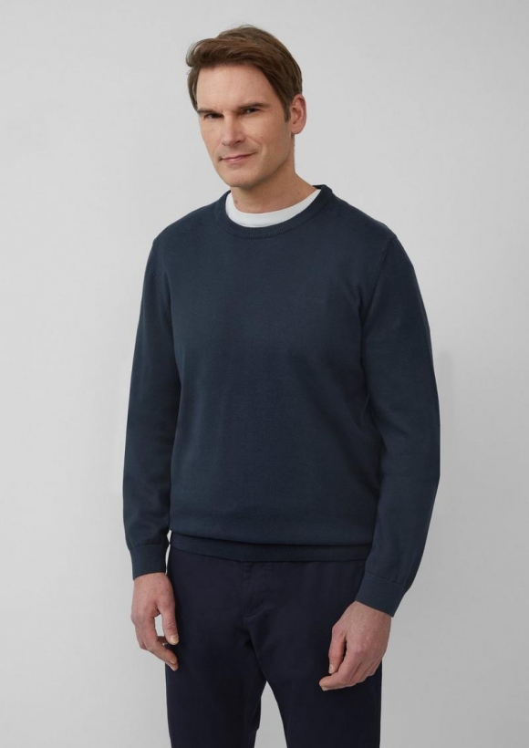 s.Oliver Strickpullover mit Logo-Stickerei - navy