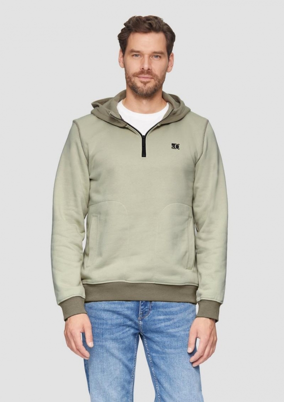 s.Oliver Hoodie mit Stehkragen und Reißverschluss - beige