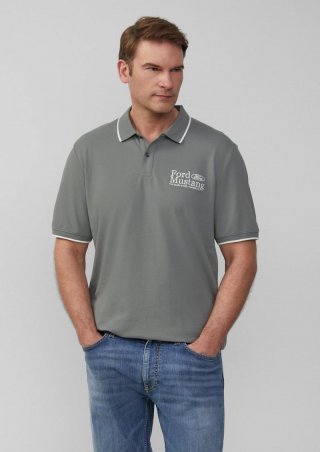 s.Oliver Poloshirt aus Piqué mit Stickerei und Ford®-Artwork - grau