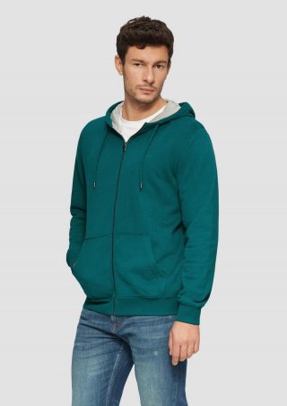 s.Oliver Sweatshirt-Jacke mit Kapuze und Logo - petrol