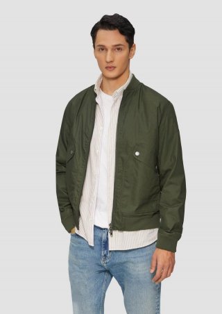 s.Oliver Gewachste Bomber-Jacke mit wasserabweisender Funktion - olivgrün