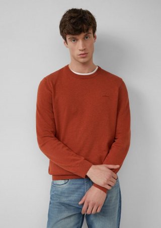 s.Oliver Strickpullover mit Logo-Stickerei - mohnrot