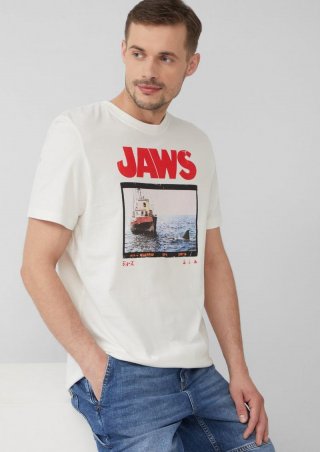 s.Oliver T-Shirt aus Baumwolle mit Jaws© UCS LLC-Print - weiß