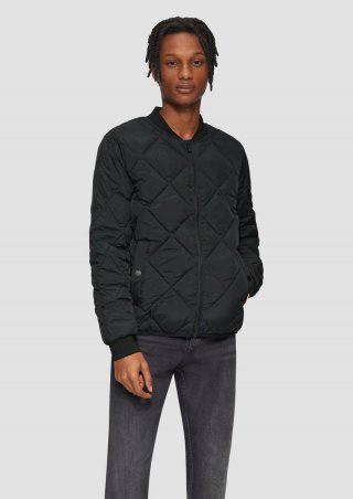 s.Oliver Stepp-Blouson mit Stehkragen - schwarz