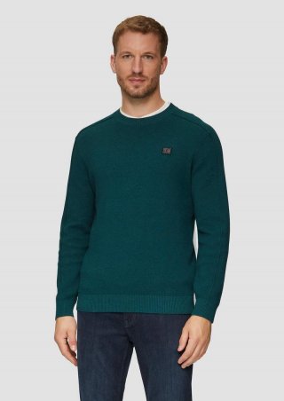 s.Oliver Strickpullover mit Nahtdetails und Logo - petrol