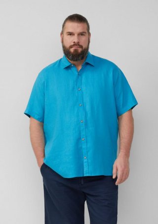 s.Oliver Regular Fit: Leichtes Kurzarmhemd aus 100% Leinen - pastelltürkis