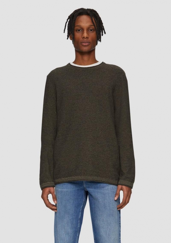 s.Oliver Strickpullover aus Melangegarn - schwarz