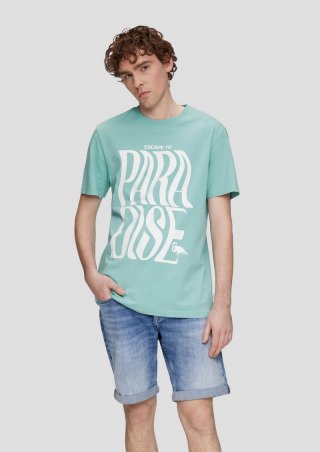s.Oliver Baumwollshirt mit Frontprint - helles türkis