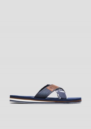 s.Oliver Pantoletten mit Textil-Riemen - navy