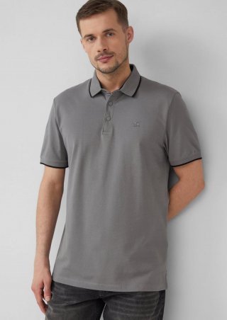 s.Oliver Sportives Piqué-Poloshirt mit Kontrast-Details - grau